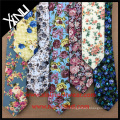 Mens Skinny Necktie with Your Own Brand Cotton Self Tipping Flower Ties